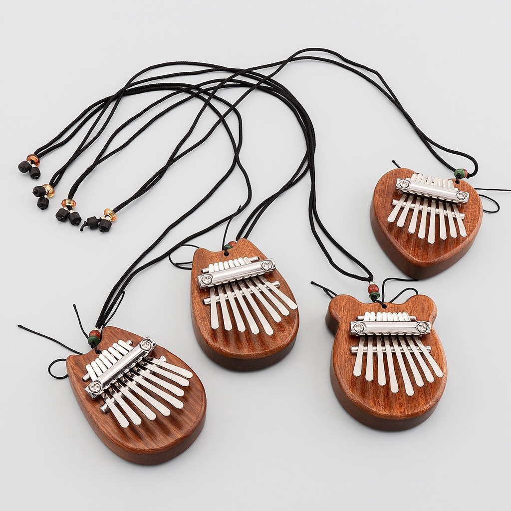 Alat Musik Kalimba Sapele Mbira Mini 8 Kunci Bentuk Beruang Hati Kucing Bahan Kayu