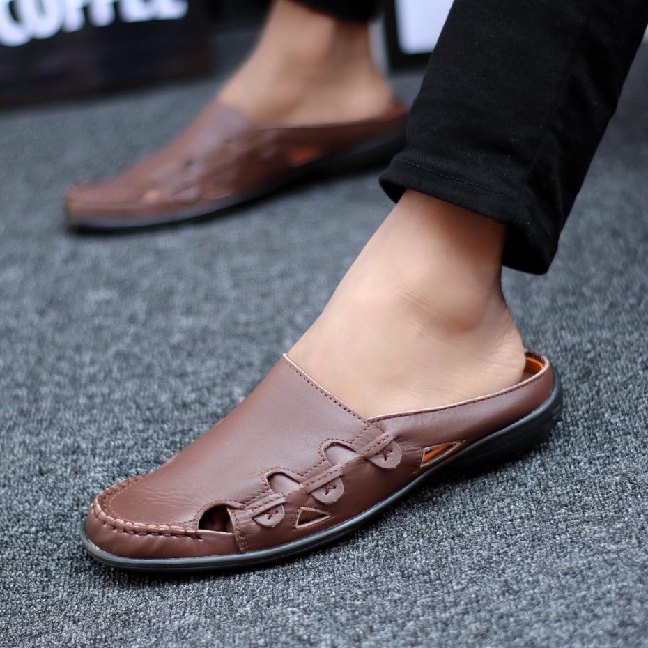 Abrhm Owen - Sepatu Sandal Pria Casual Kulit Asli Santai