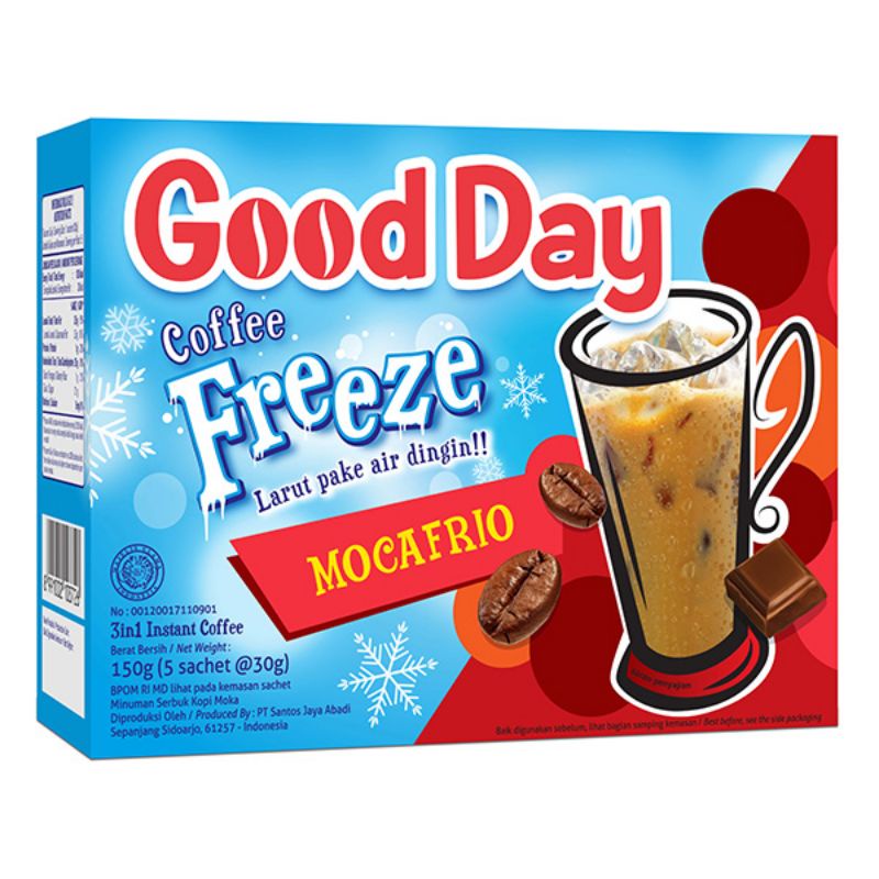 

Good Day Freeze Mocafrio / Good Day Coffee Freeze Choc Orange 150gr ( 5 sachet @ 30gr ) Kopi Instant 3in1