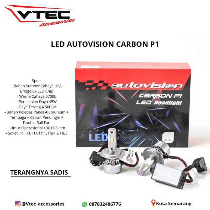 LED Autovision Carbon P1 45 Watt Bergaransi