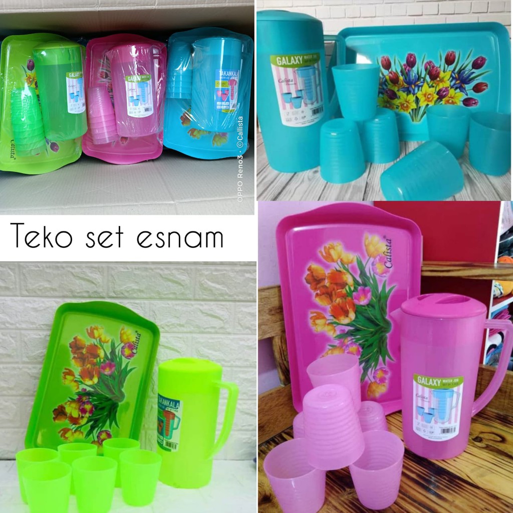 TEKO PLASTIK SET NAMPAN DAN GELAS CALISTA