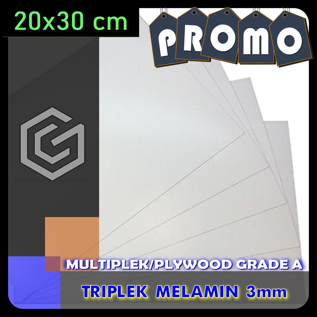 TRIPLEK MELAMIN 3mm 20x30 cm | TRIPLEK PUTIH DOFF/GLOSSY 3 mm 30x20 cm