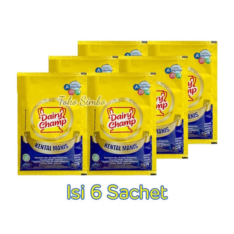 

Susu kental manis dairy champ putih renceng isi 6 sachet 37 gr