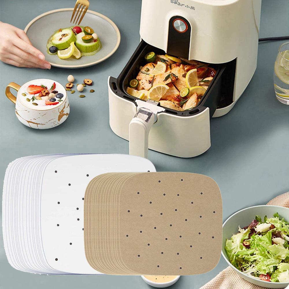 [Elegan] Air Fryer Liner Penyerap Minyak Persegi Cookie Pad Oven Alat Masak Kertas Minyak