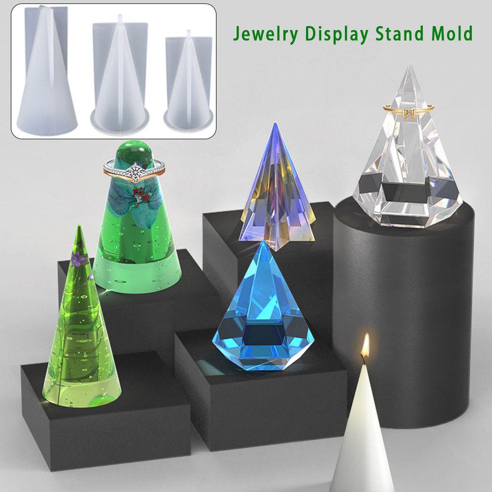 TOP Ring Holder Cetakan Handmade Casting Pyrami Alat Membuat Perhiasan Ring Cone Resin Mold