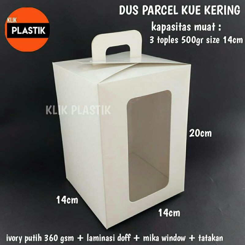 

dus kue kering 20cm 3jar putih HB21 kardus parcel kotak kue cake box brownies