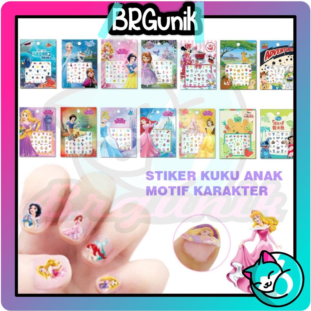 BRGUNIK Stiker Kuku Anak, Finger Nail Airt Anak, Sticker Kuku Karakter Lucu Anak R476