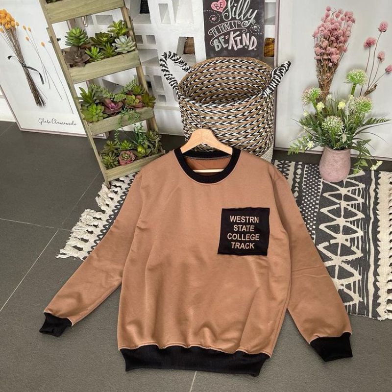 Nayla Fashion Grosir - WESTERN STAGE COLLEGE Sweater Couple terbaru/sweater turtleneck keren pria wanita - bahan fleece soft