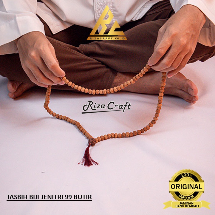 Riza craft Tasbih Biji Buah Jenitri Genitri Ganitri Rudraksha Asli 99 Butir Kualitas Terbaik