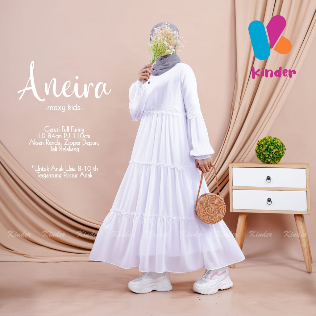ANEIRA DRESS REMAJA WARNA PUTIH POLOS || DRESS ANAK CEWEK REMAJA KEKINIAN || DRESS REMAJA USIA 12 TA