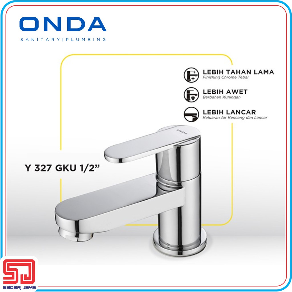 ONDA Y 327 GKU Kran Wastafel Kuningan Keran Dapur Cuci Tangan 1/2&quot;