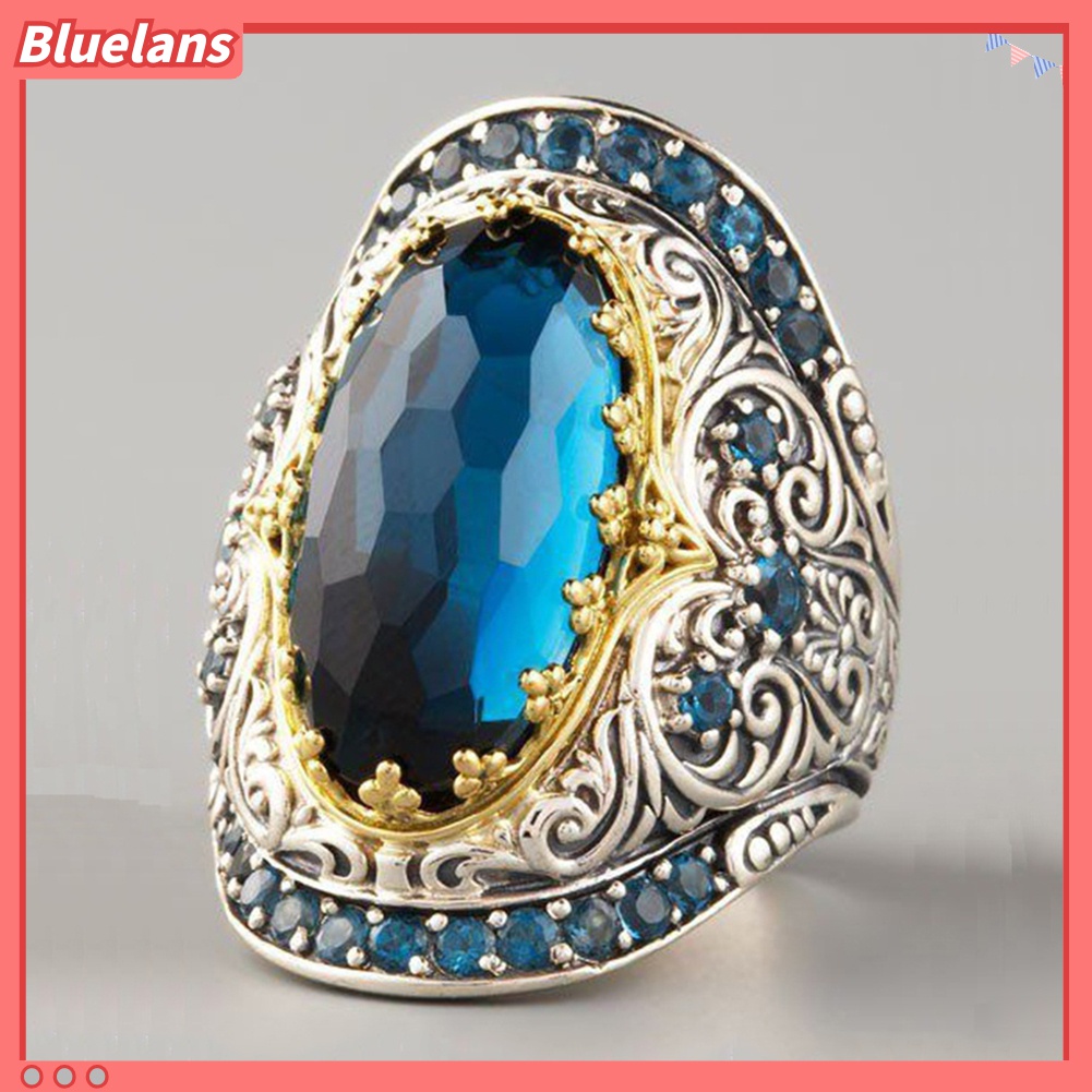 Perhiasan Cincin Jari Bentuk Oval Kubik Zirkon Gaya Klasik Untuk Pria Dan Wanita