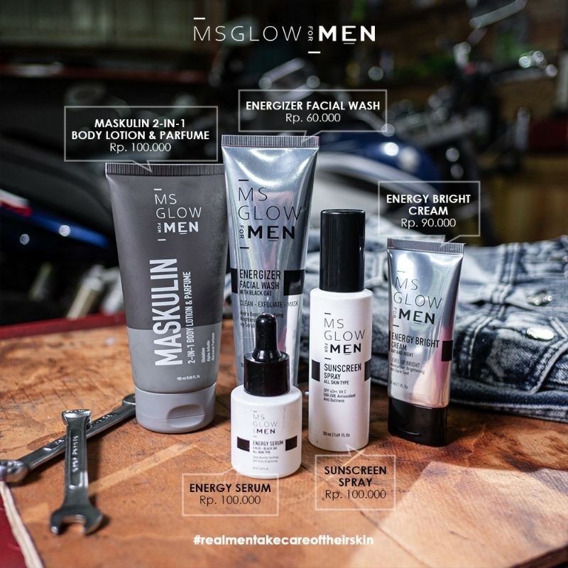 Ms Glow for Men Ms Glow Men Paket Men Ms Glow Basic Komplit Serum Men Cream Men Facial Wash Men Cuci