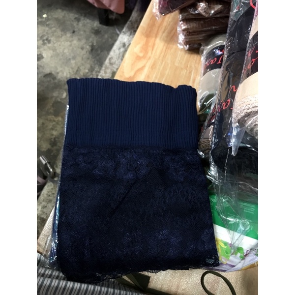 Pasmina  Plisket Prisket Renda Brokat brukat Impor/ Pasmina prisket  renda/model terbaru-Navy senada