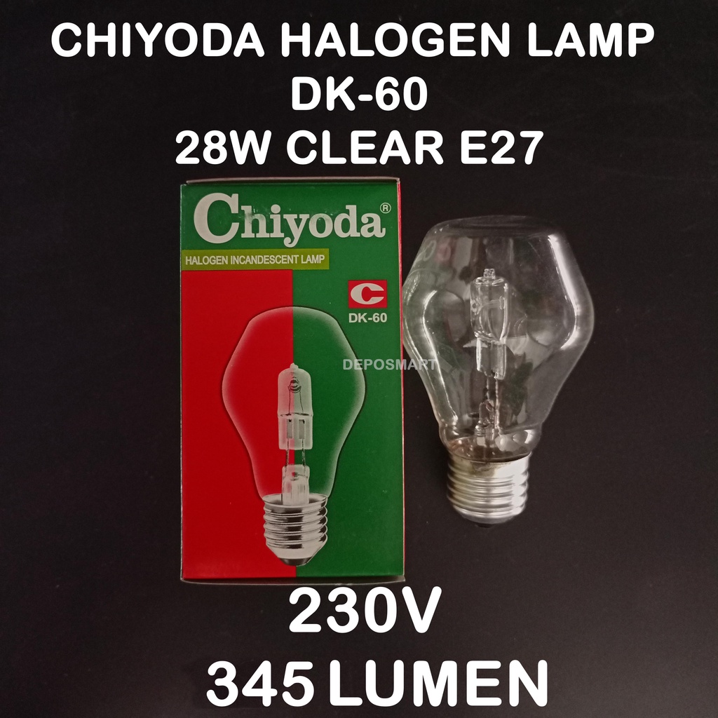 LAMPU HALOGEN CHIYODA DK60 28W 230V 345 LUMEN CLEAR E27 - MURAH HEMAT