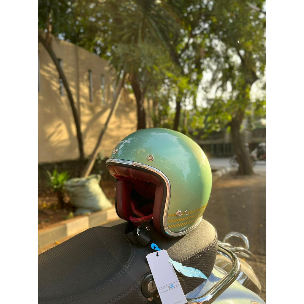 JERICHO CF500 CARBON GREEN RELAX | HELM RETRO | HALF FACE HELMET