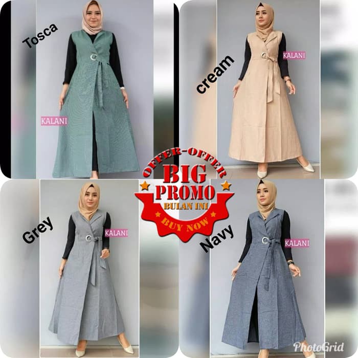 Cardigan Wanita - Rompi Wanita - Kalani Outer Fashion Muslim - Navy