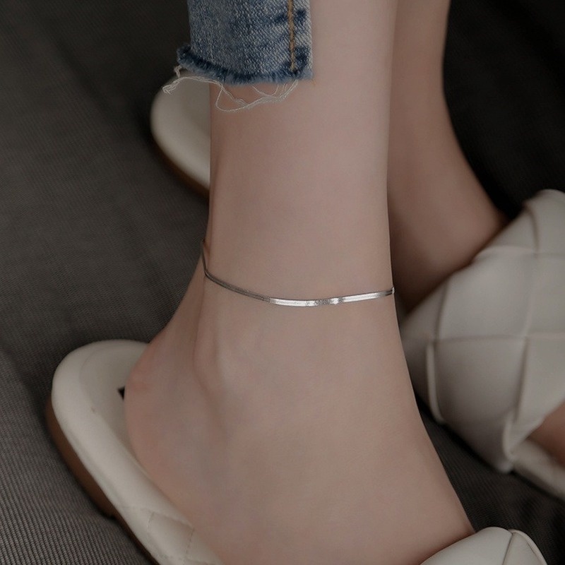 925 Silver Snake Bone Chain Anklet Female Summer Sexy Anklet Simple Clavicle Chain Women Jewelry