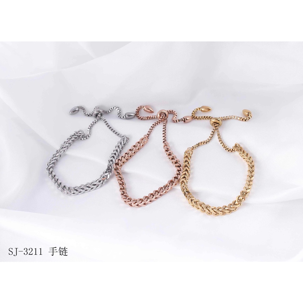 Gelang Titanium Rantai Polos Perhiasan Fashion 3211