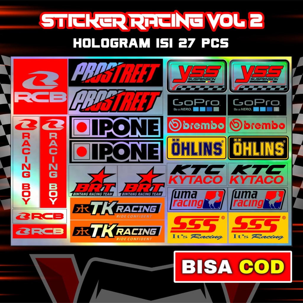 Stiker Racing 1 pack isi 25 27 32 Stiker Sponsor Stiker Helm Stiker Motor Sticker Motor