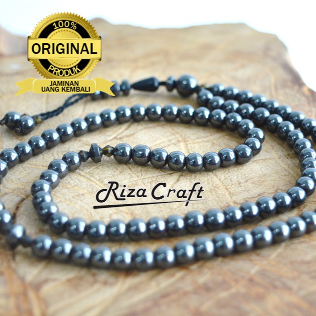 Riza craft Tasbih Batu Akik Alam Hematite Badar Besi Blustin Asli Natural Cantik 99 Butir Kualitas T