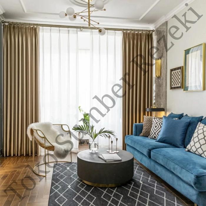 Gorden Gold Horden Emas Kuning Modern Curtains Living Room Bedroom