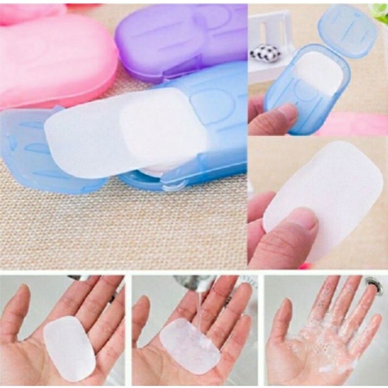 20 PCS SABUN KERTAS PRAKTIS TRAVELLING PAPER SOAP SABUN CUCI TANGAN PRAKTIS SABUN TRAVEL DPODW