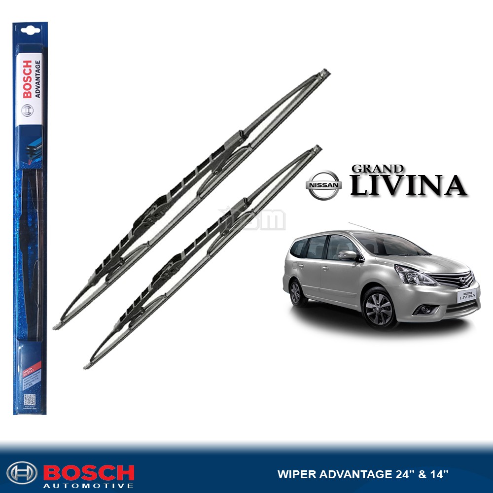 Bosch Advantage / Karet Wiper Mobil Nissan Grand Livina 24&quot; dan 14&quot; (Sepasang) / Wiper Nissan Livina