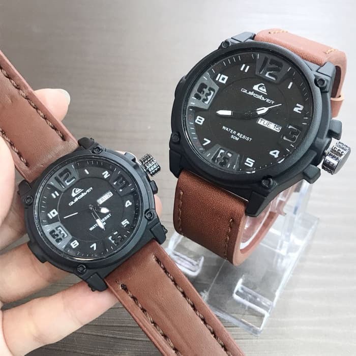 jam tangan couple quiksilver semi ori / jtr 1173 coklat Buruan