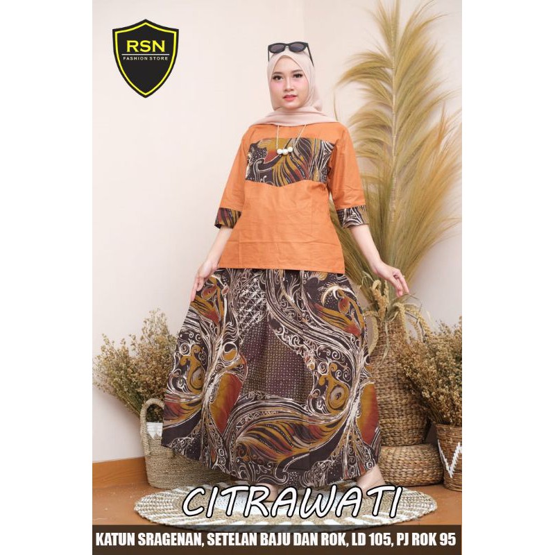 BAJU GAMIS BATIK WANITA MURAH BAGUS TERBARU 2021 CITRAWATI BATIK SETELAN WANITA HIJAB