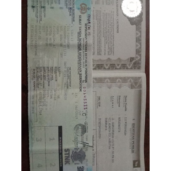 Dokumen vario 150 2019 pajak hidup warna hitam