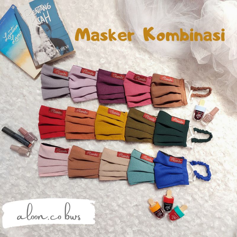 MASKER KAIN NON MEDIS KOMBINASI SERUT - KRIWIL KARET HIJAB FACEMASKS 2PLY