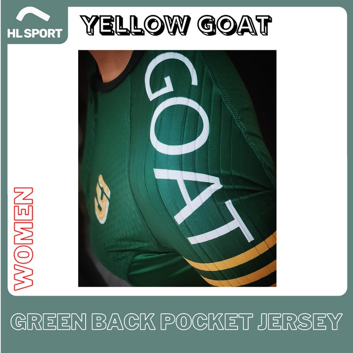 Yellow Goat Cycling Jersey Sepeda Green Back Pocket Women