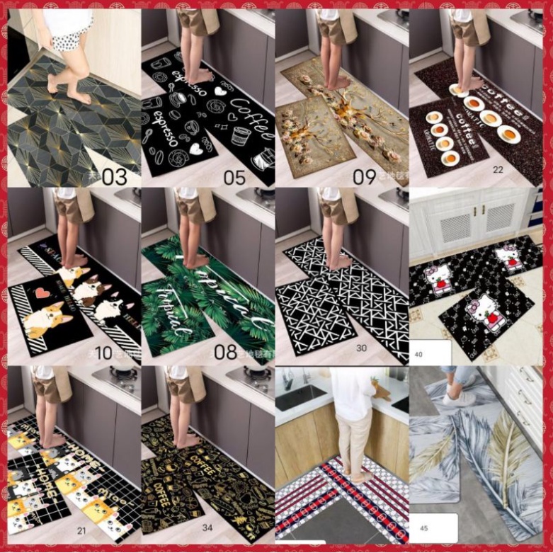 2 in 1 Kitchen Floor Mat Set / Keset Alas Lantai Rumah Kamar Dapur / Keset Dapur / Keset Kaki / Alas