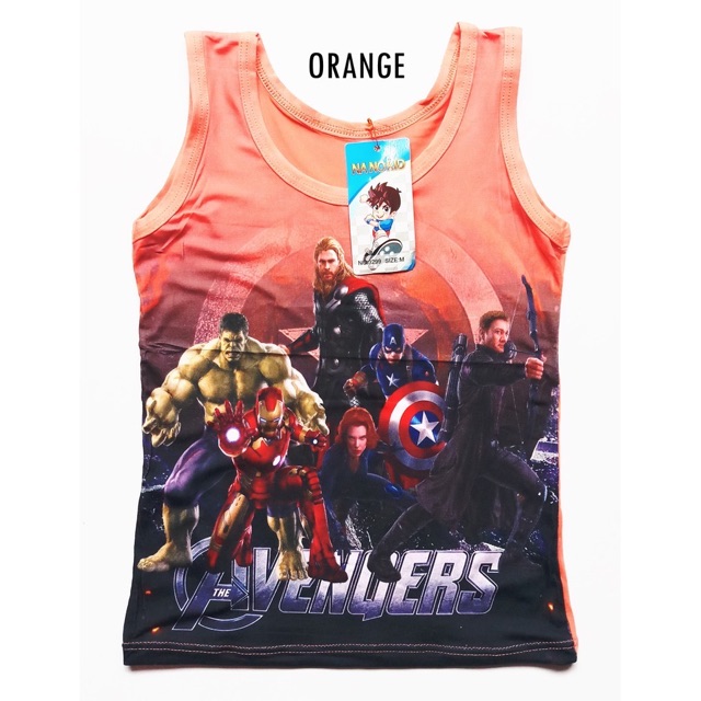 3 PCS NANOKID | SINGLET ANAK COWOK AVENGERS / KAOS DALAM ANAK COWOK KARAKTER