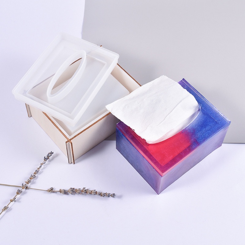 SIY  Tissue Box Crystal Epoxy Resin Mold Jewelry Storage Napkin Holder Silicone Mould DIY Crafts Trinket Gift Case Home Decoration Casting Tools