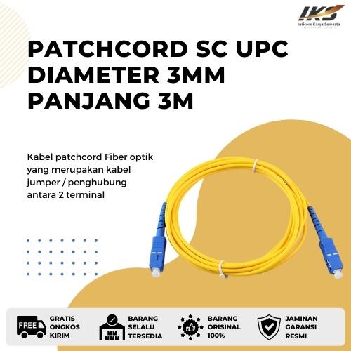 Patchcord SC UPC Kabel Fiber Optik Patch Cord Diameter 3mm