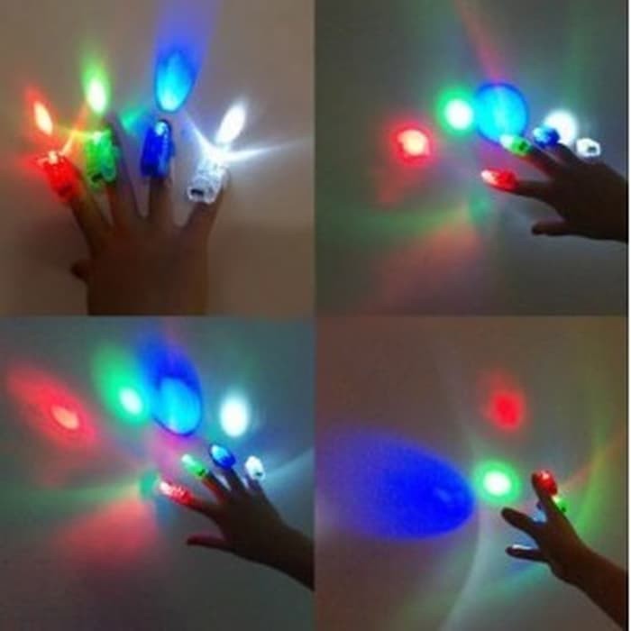 ISI 4 PCS LED Finger Laser Beam Light Cincin Laser Jari Mainan Unik