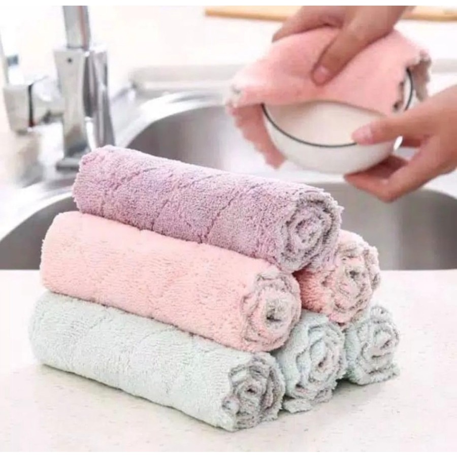 LALUGO Kain Lap Dapur Meja Piring Anti Minyak Microfiber Kitchen Towel Serbaguna Serap Air Cleaning Cloth