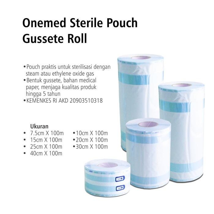 Sterile Pouch Gusset OneMed 7,5cmx100m OJ2