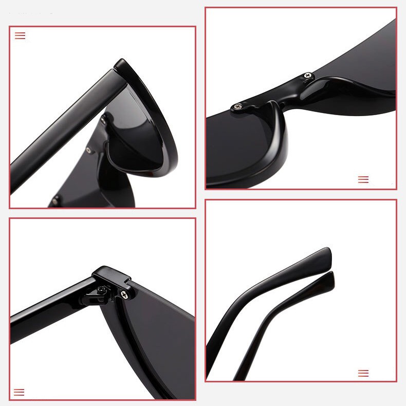 rowling(19-3)Cool Trendy Half Frame Rimless Cat Eye Sunglasses Women Fashion Clear kacamata hitam Kacamata Fashion