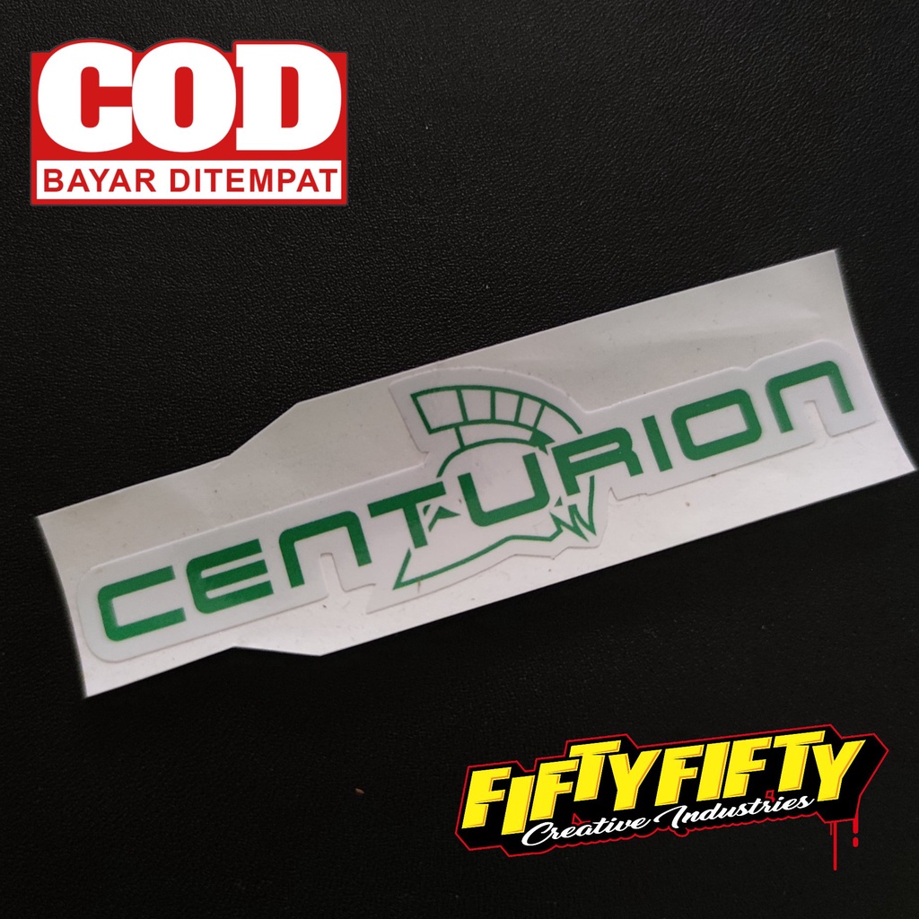 Stiker Print Cut CENTURION Stiker Printing Laminasi Glossy Tahan Air Stiker Motor Mobil Helm Sudah Membentuk Pola Desain