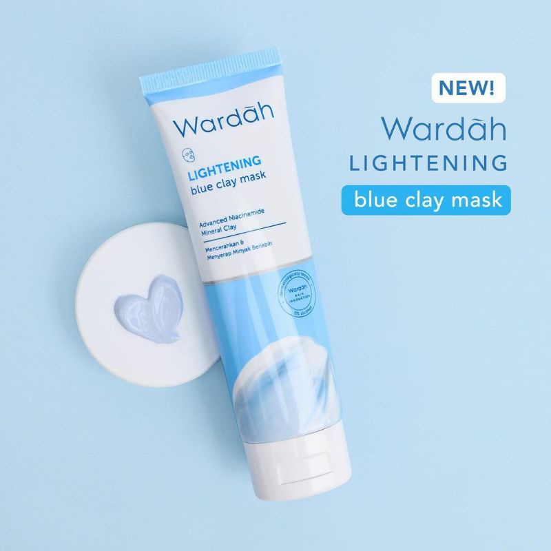 Wardah Lightening Blue Clay Mask 60ml | Masker Wardah | Clay Mask | Niacinamide