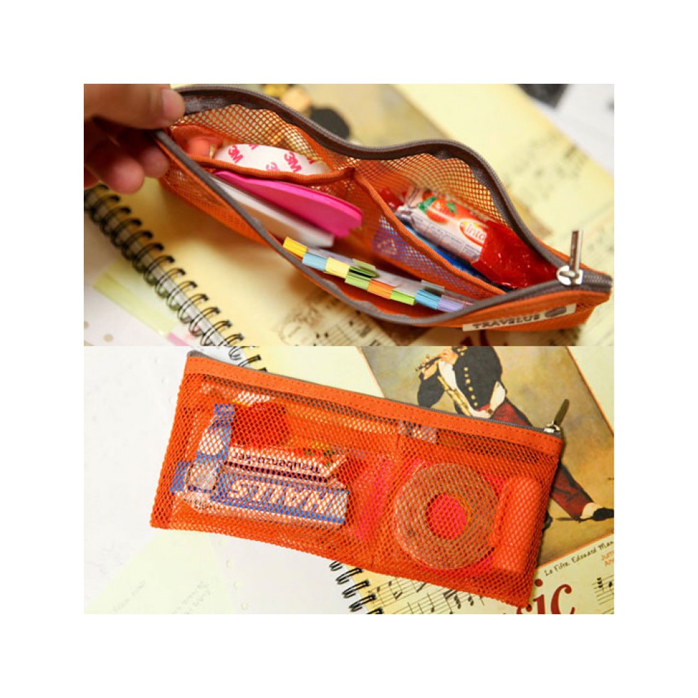 

Tempat Pensil Kosmetik ATK Murah / Case Travel Pouch Serbaguna Murah ( Orange )