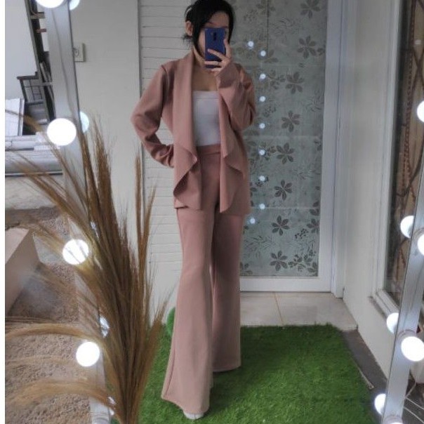 70740 Setelan Blazer Kerja  ( Blazer + Celana Panjang ) setelan kerja scuba titanium