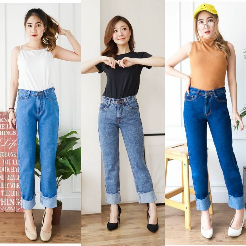 FWR - CELANA BOYFRIEND JEANS LIPAT ELIS