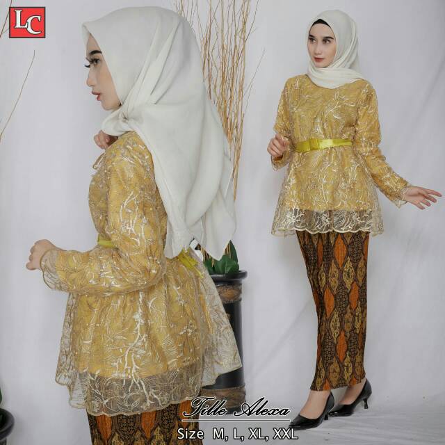 Setelan Tile Alexa (tunik tile mutiara + rok plisket)