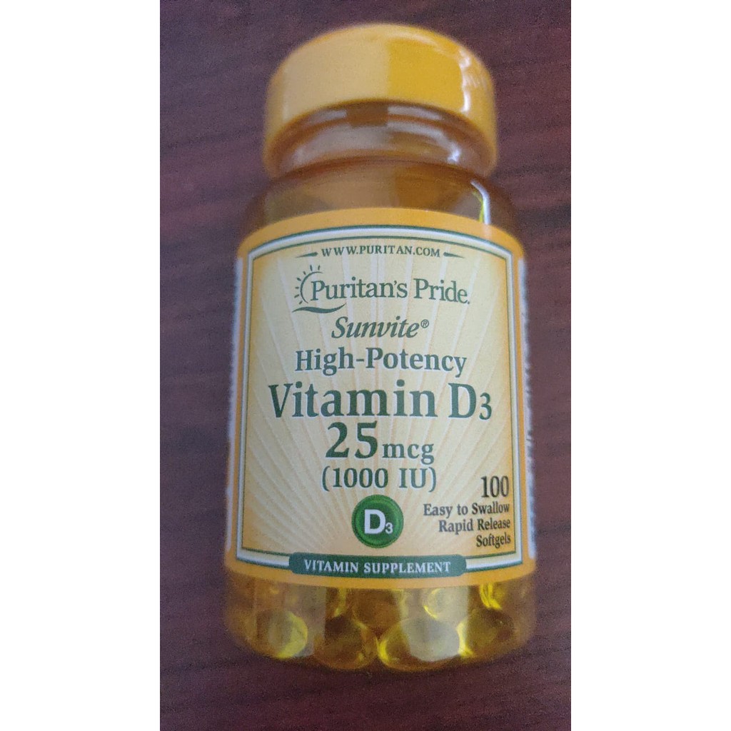 Puritans Pride Vitamin D3 1000 IU isi 100 butir
