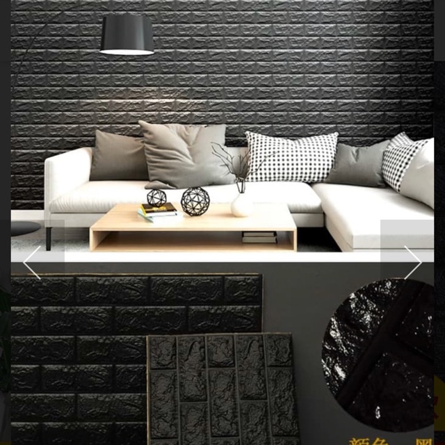 Wallpaper 3D Foam Brick Bata Hitam