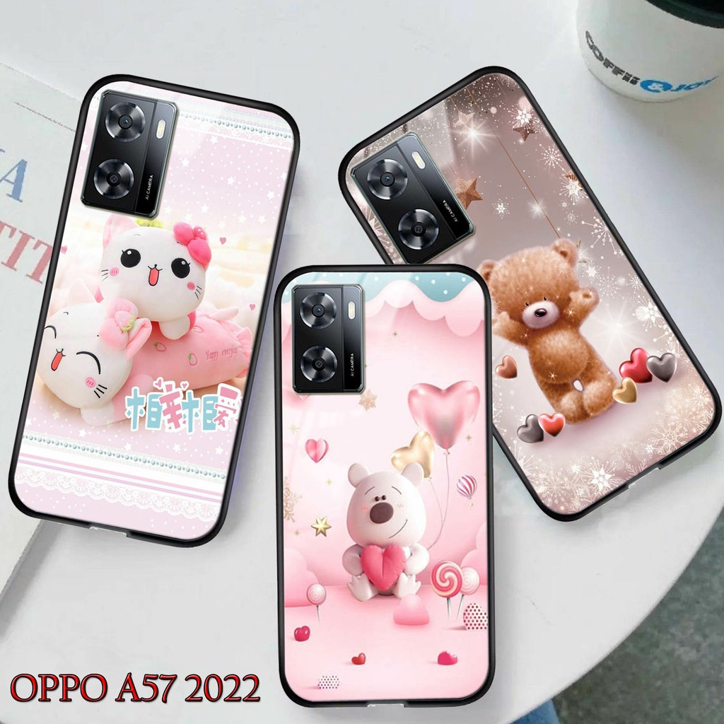 new softcase glass kaca oppo a57 2022   case motif karater oppo a57 2022   e581    kesing handphone 